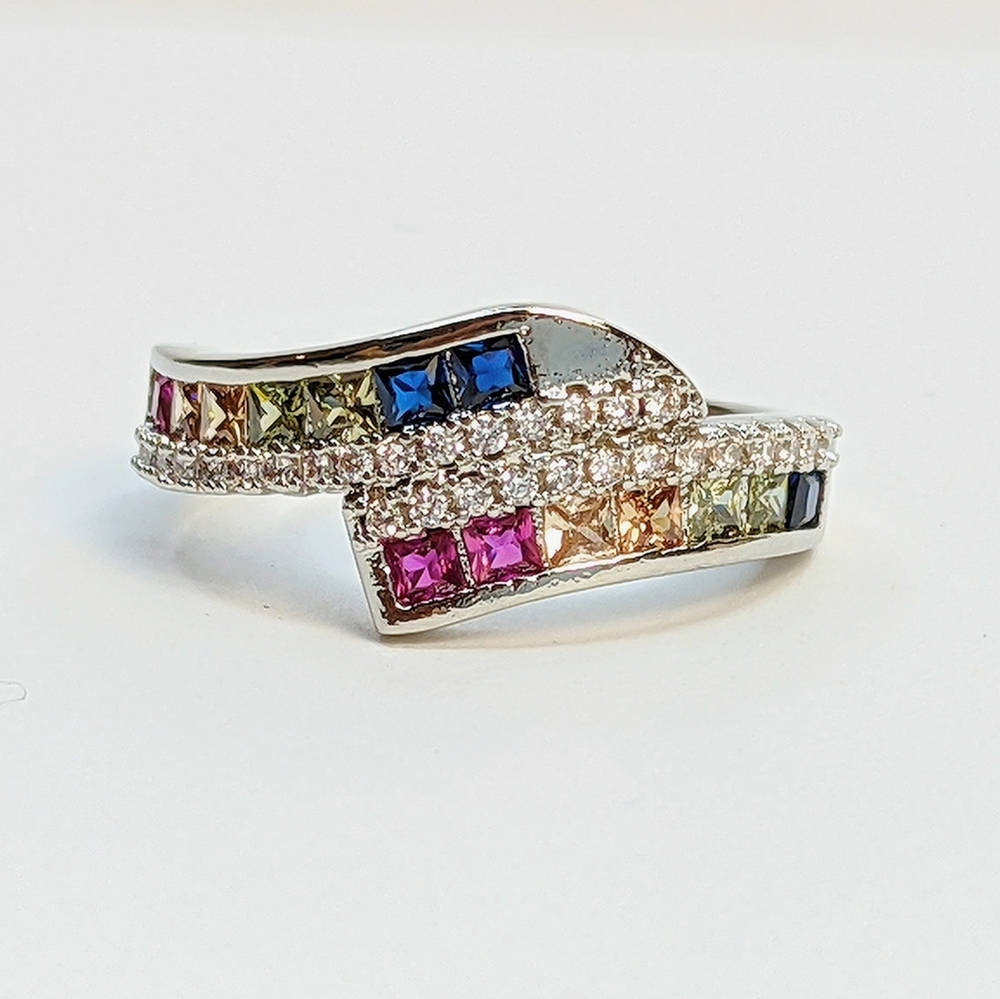925 Silver Rainbow 🌈 Multi SapphireTopaz Ring